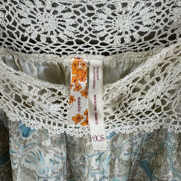 Maeve by Anthropologie Silk Crochet Floral Tunic Blouse XS - Picture 7 of 7